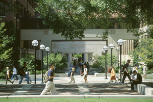 Students walking on campus